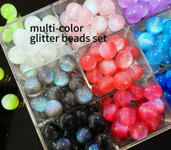 Galaxy Sparkle Beads - 16 Color Crystal Iridescent Seed Beads with Metallic Shimmer, Transparent Round Beads for DIY Jewelry, Keychains, Bookmarks and Craft Projects